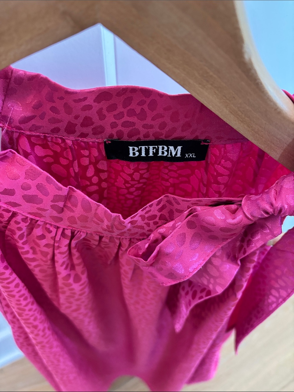 BTFBM Fuchsia Bow-Shoulder Sleeveless top, plus size - Picture 2 of 3